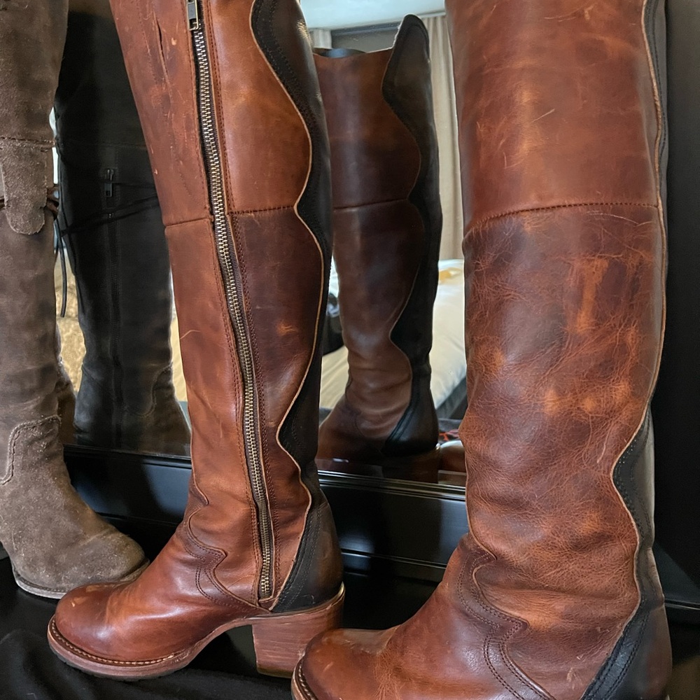 Brown Leather Knee-High Boots